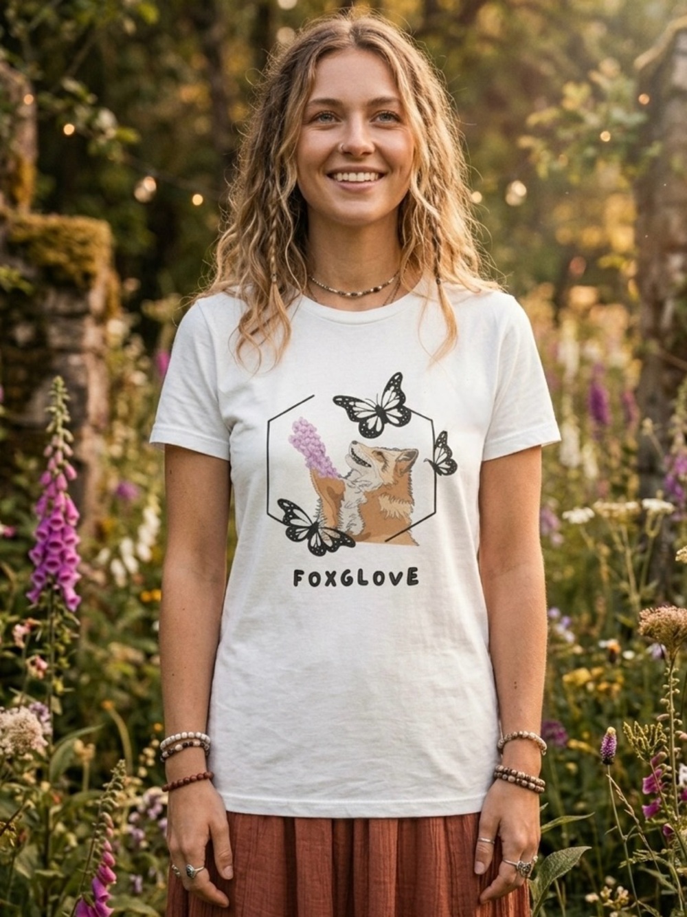 Foxglove Original Digital Art Graphic Tee